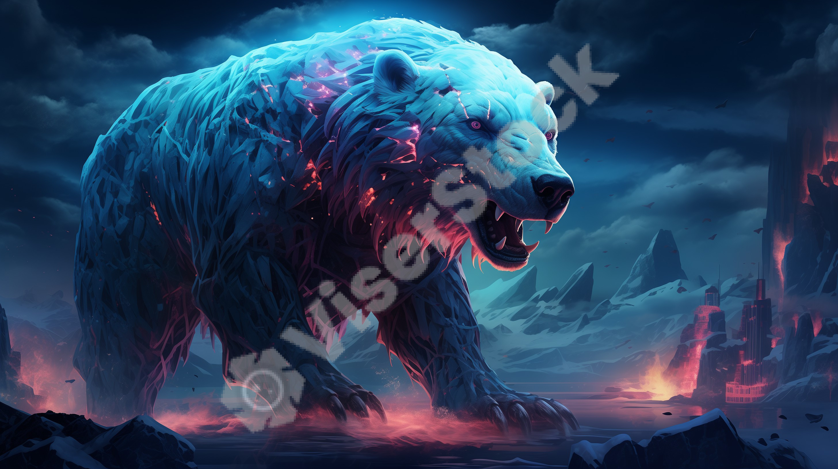 Polar Bear Frozen Neon color