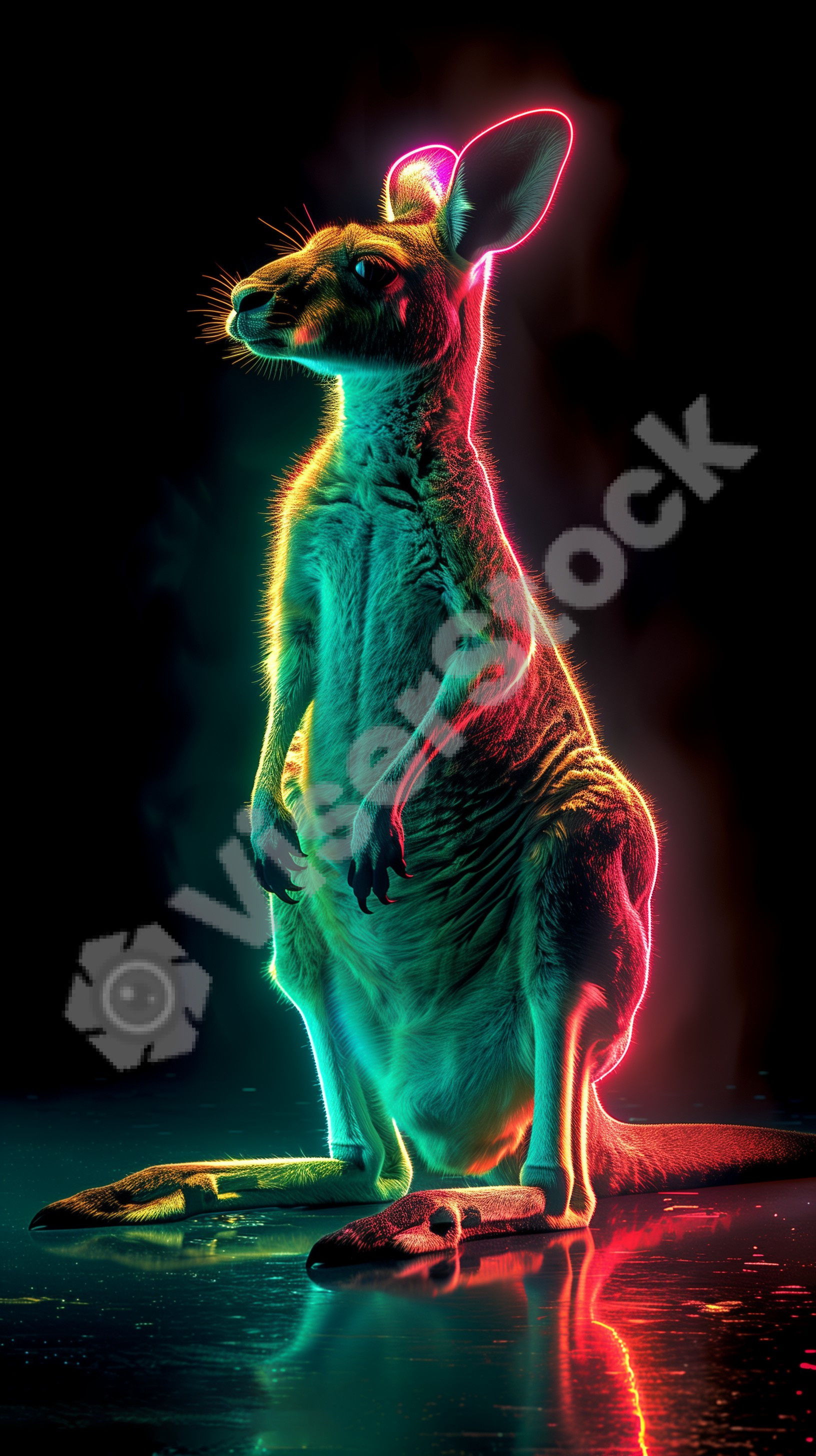 kangaroo neon art style