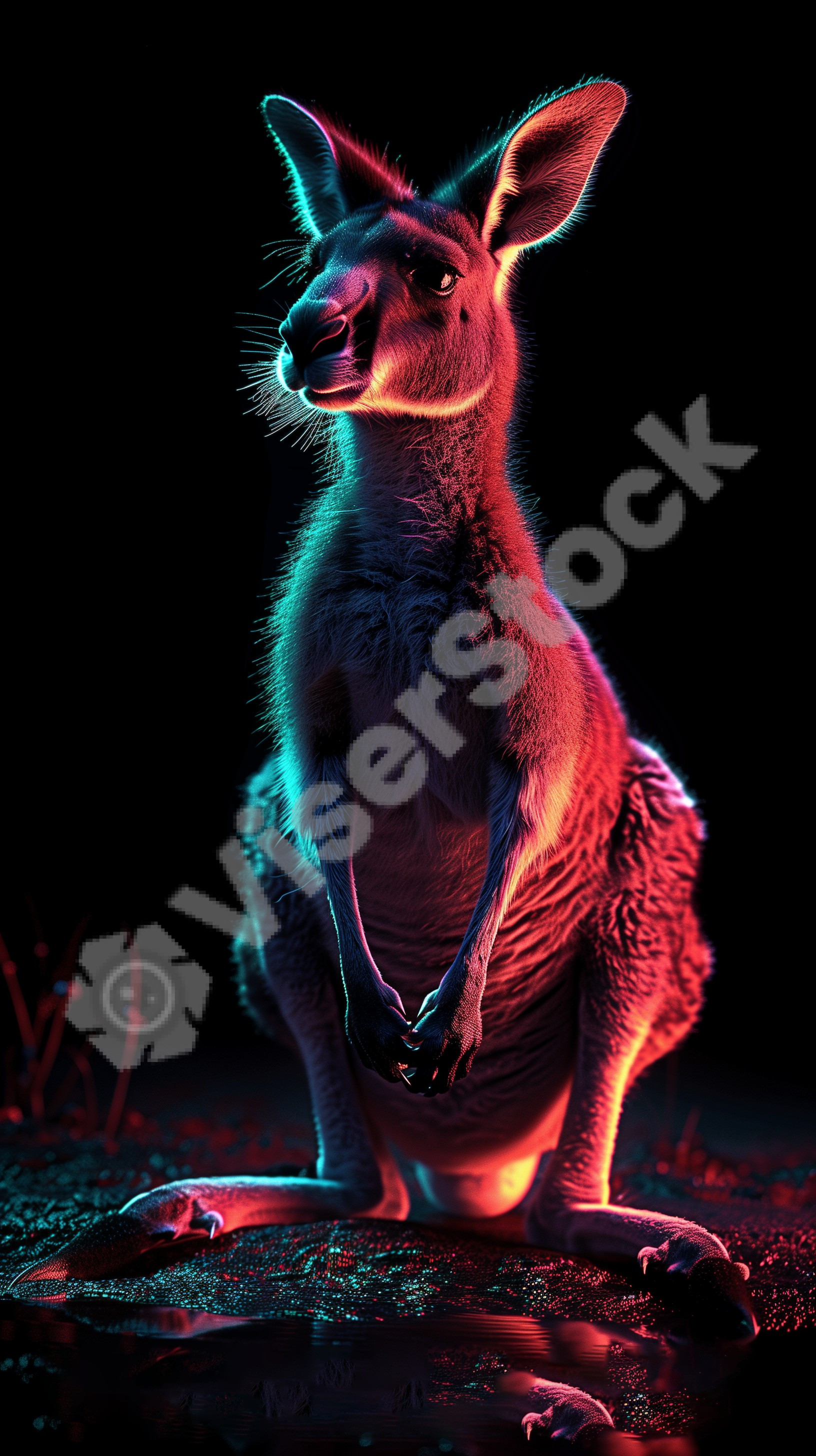 kangaroo neon art style