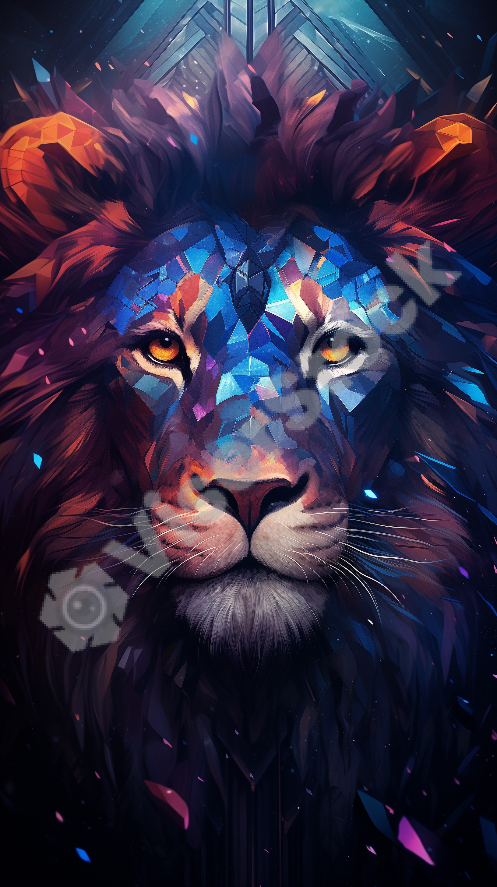 Lion Neon art design digital download