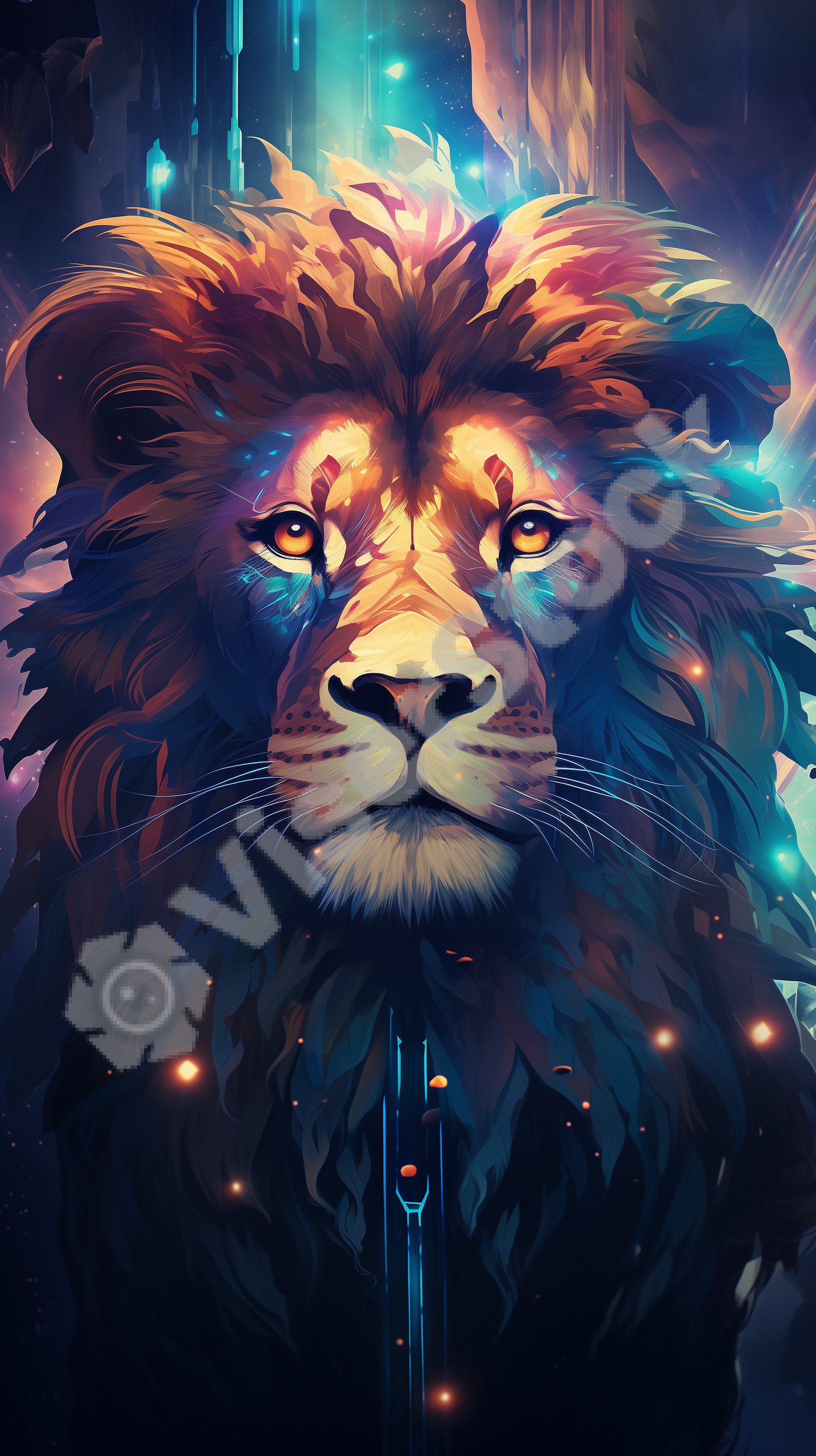 Lion Neon art design digital image