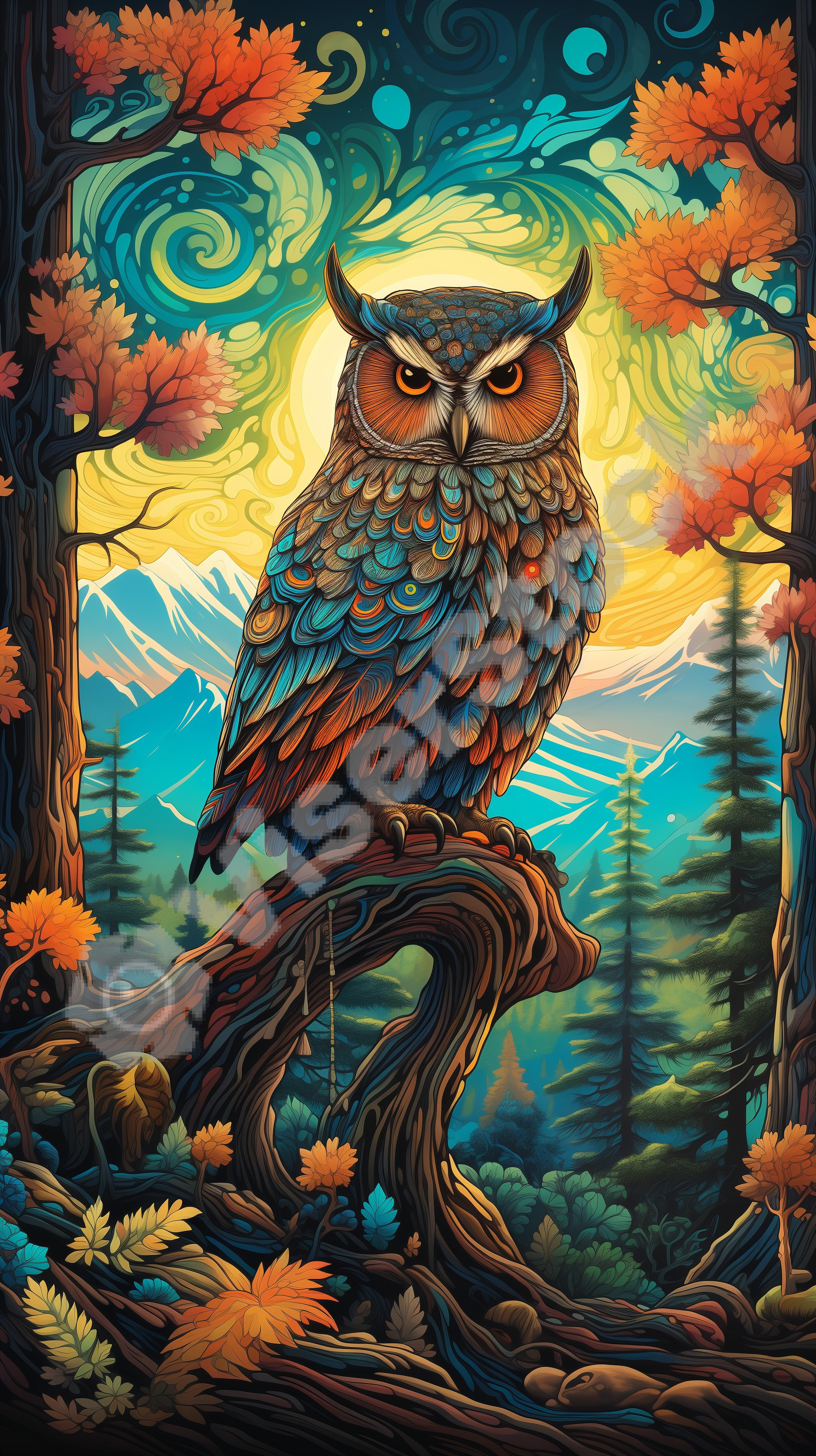 Owl Bird Abstract Art