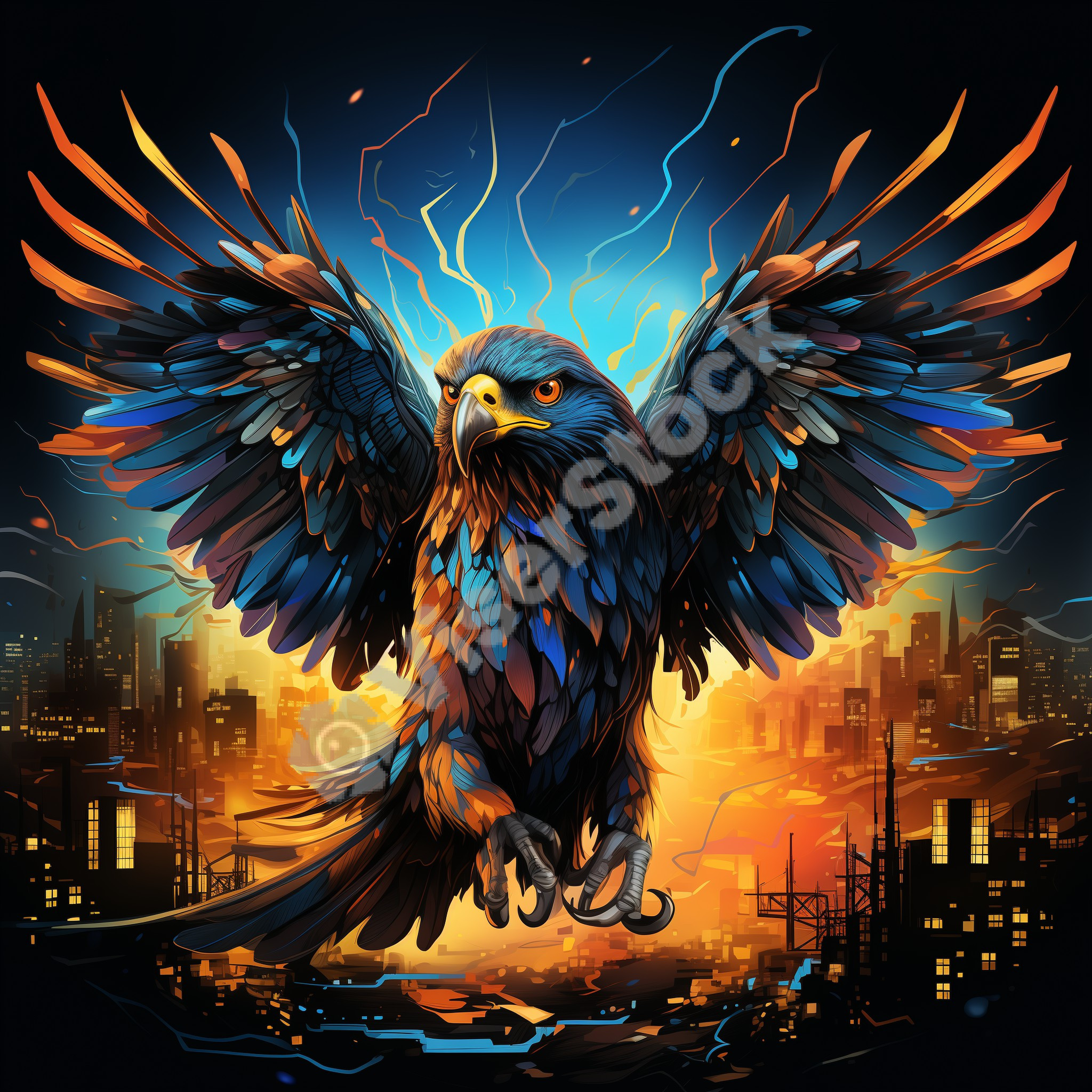 Eagle neon art style