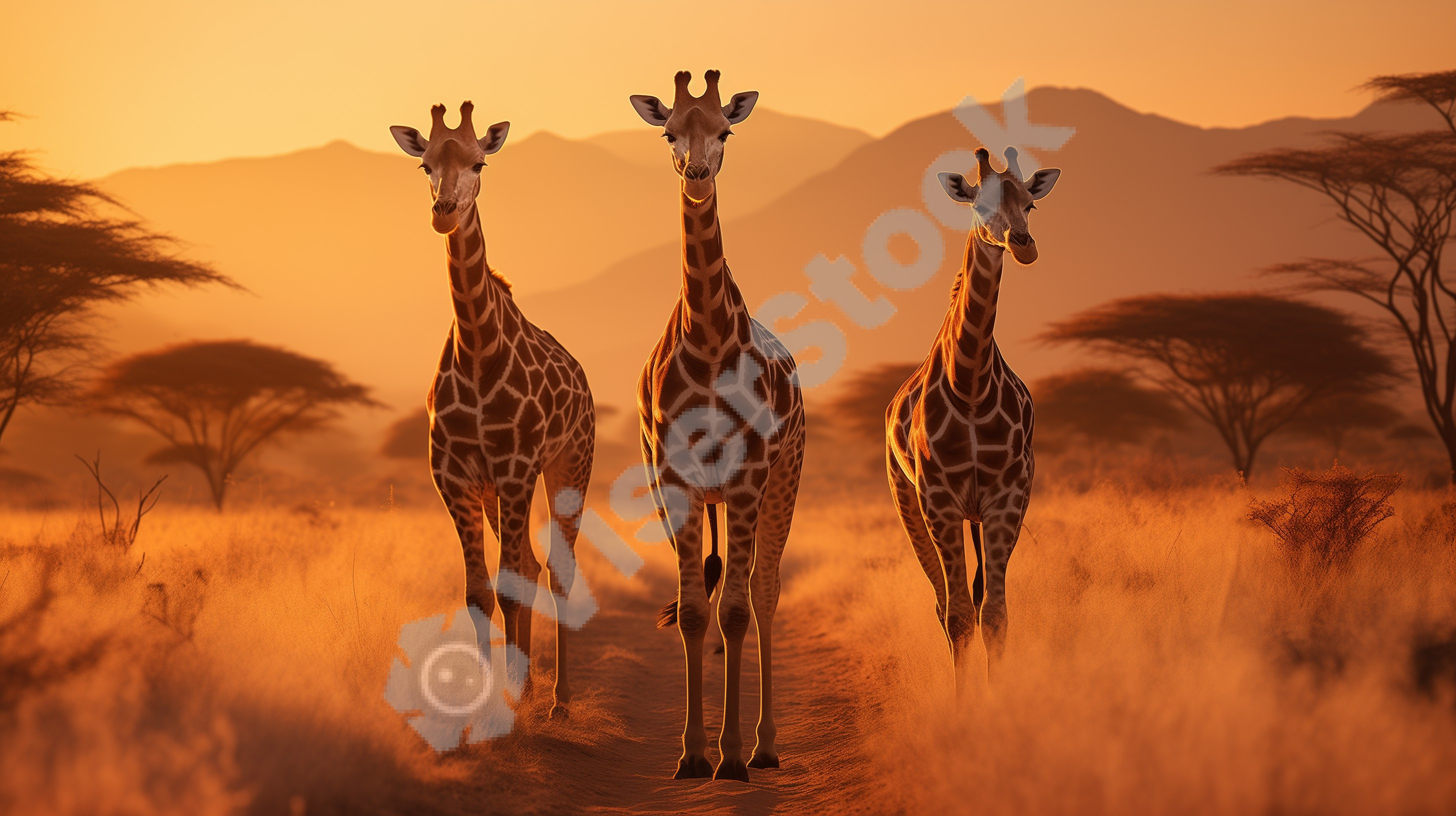 Giraffe in the morning sunlight Image
