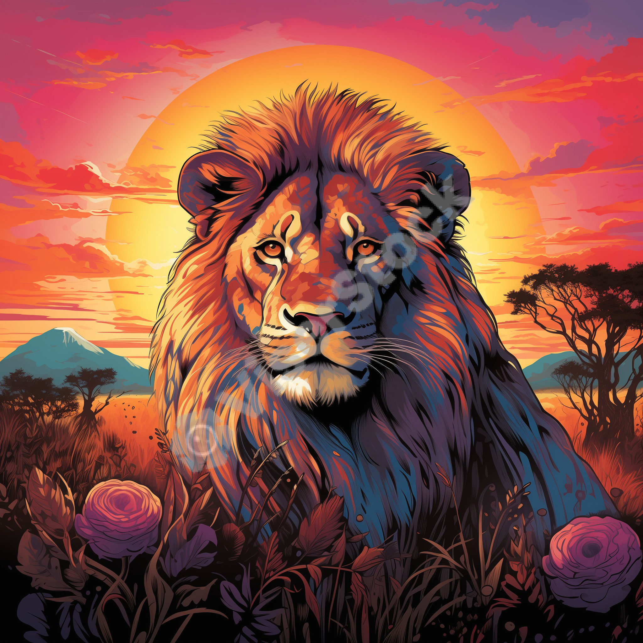 Lion colorful art style