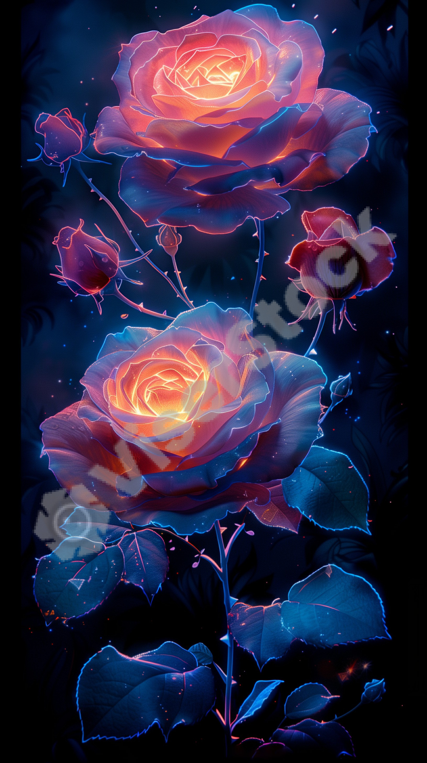 Beautiful flower rose neon light