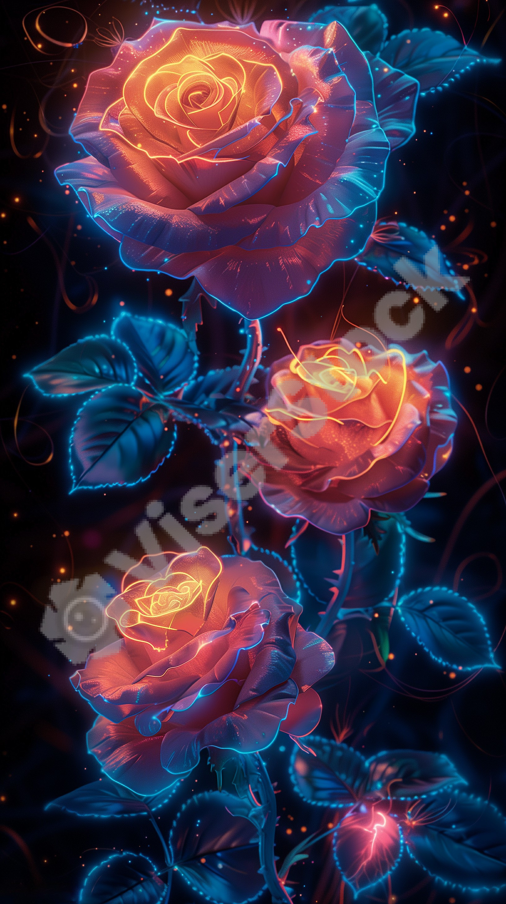 Rose neon light style
