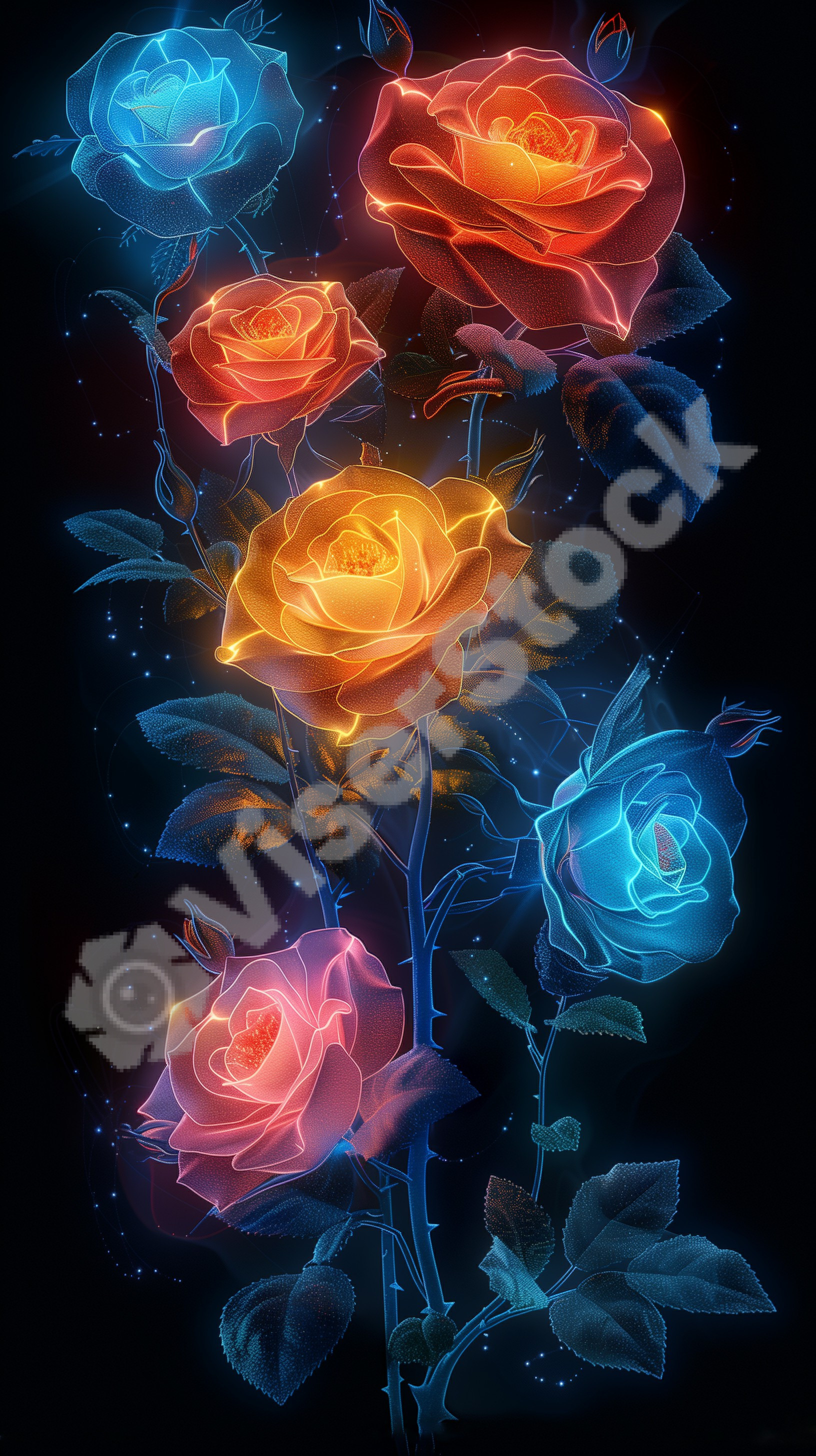 Rose neon light style