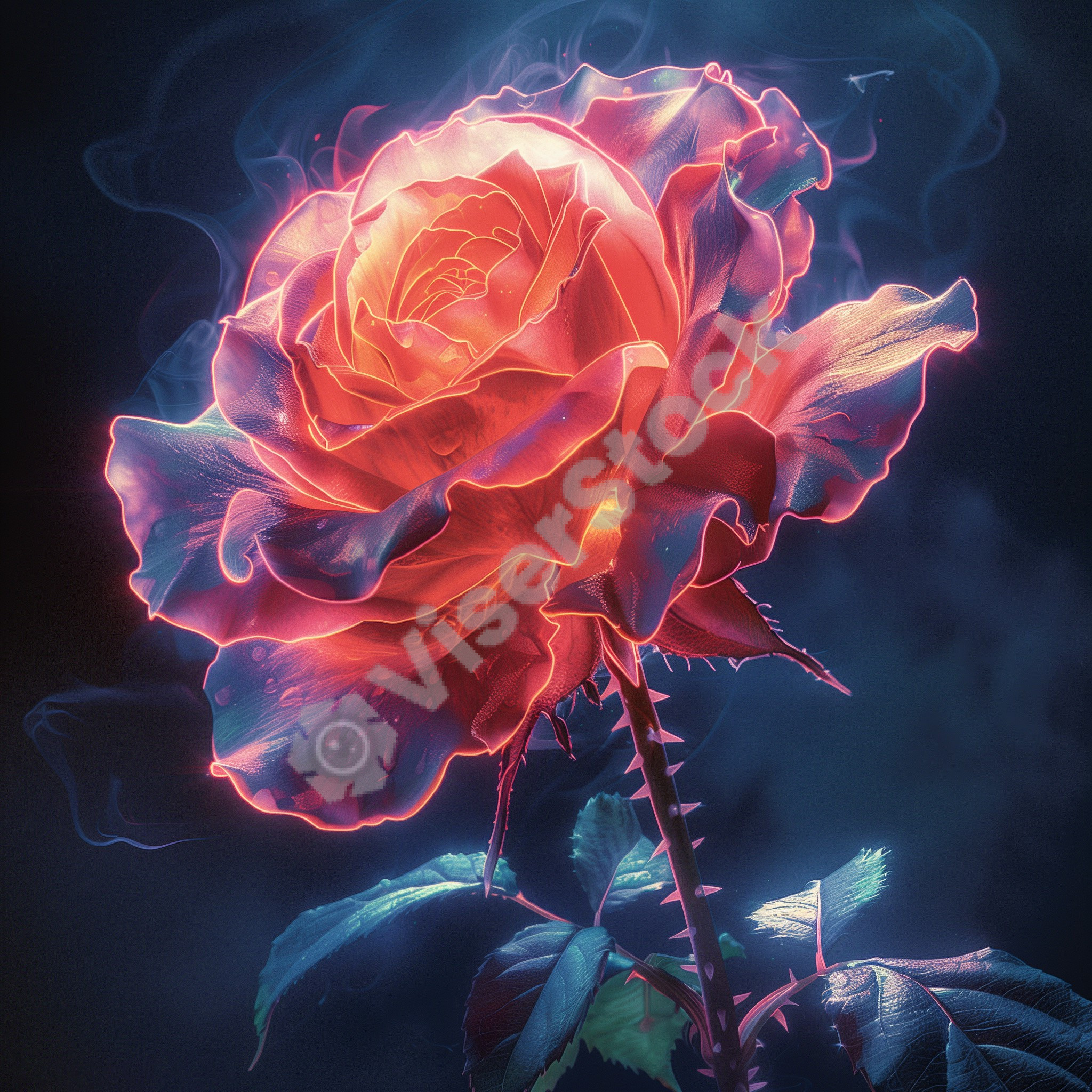 Rose neon light style