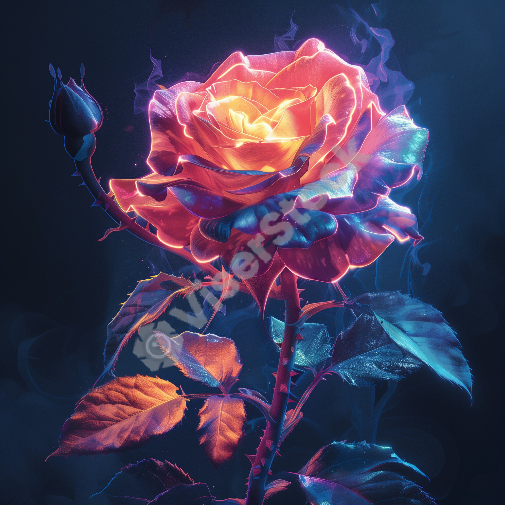 Rose neon light style