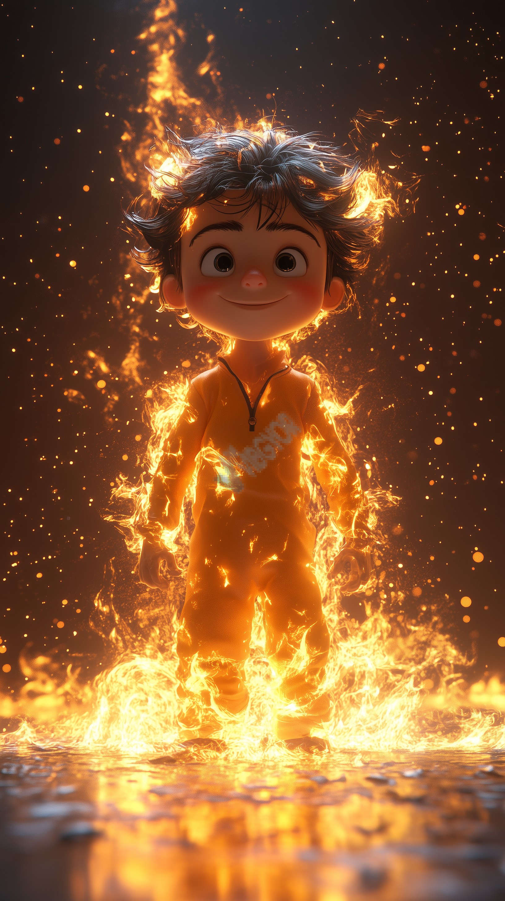 3d character with fire