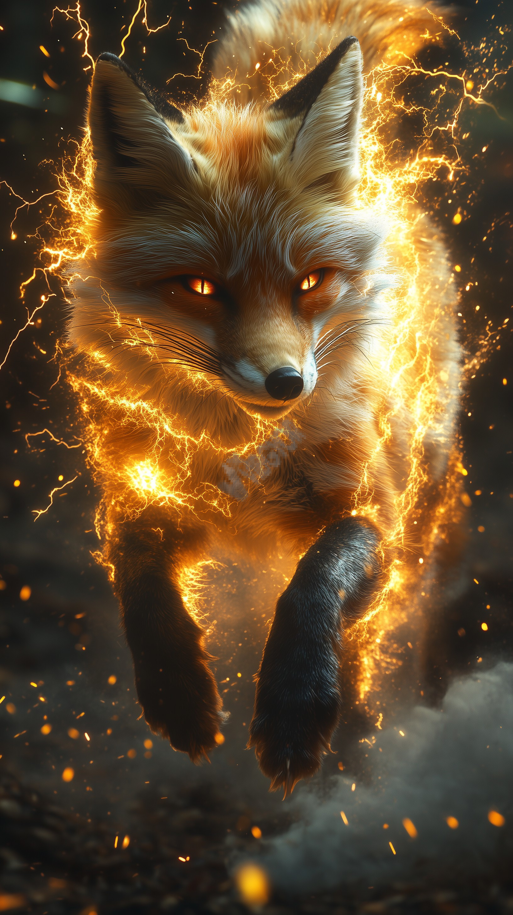 fox with flame, fantasy