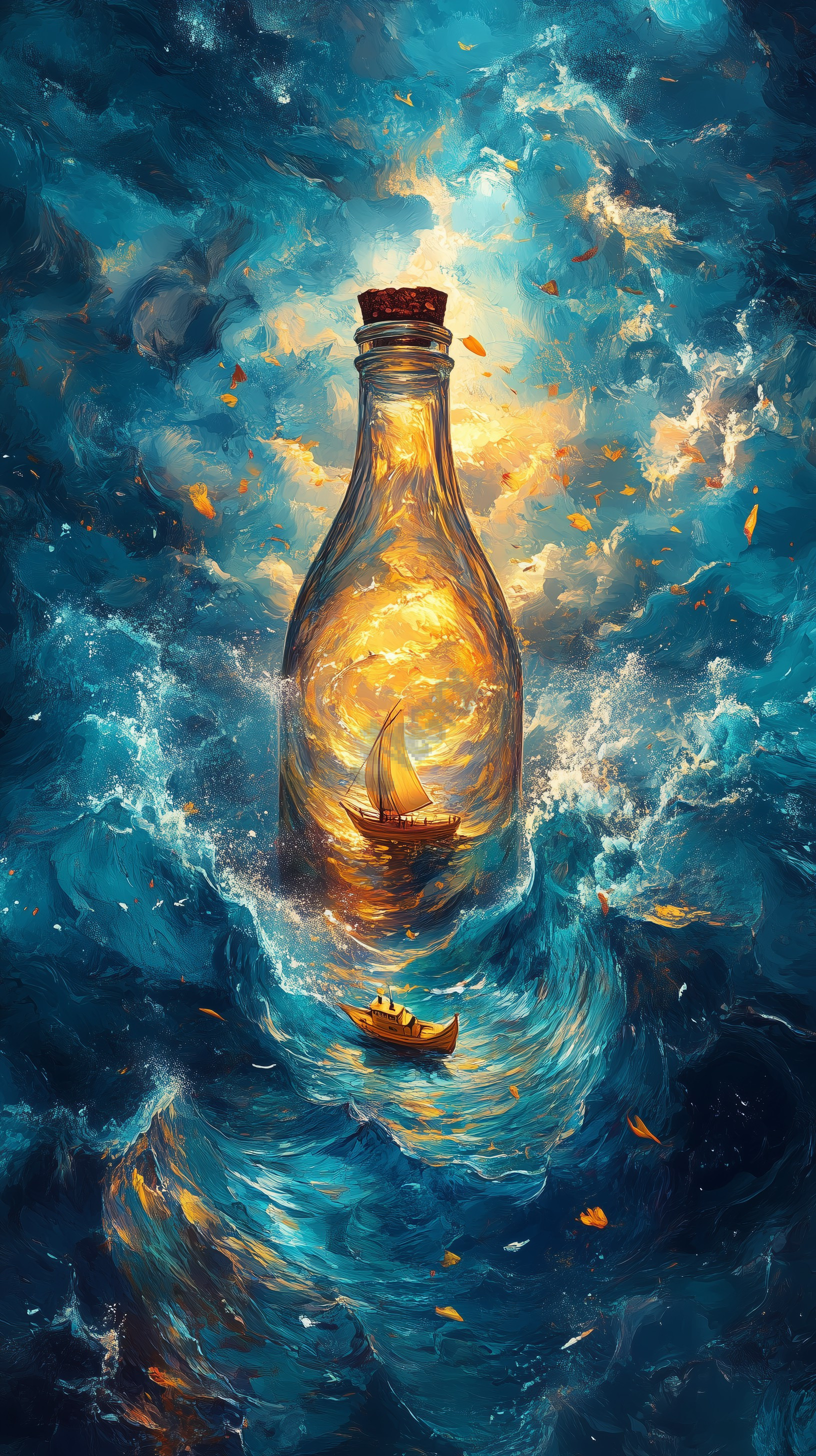 bottle floating in the sea