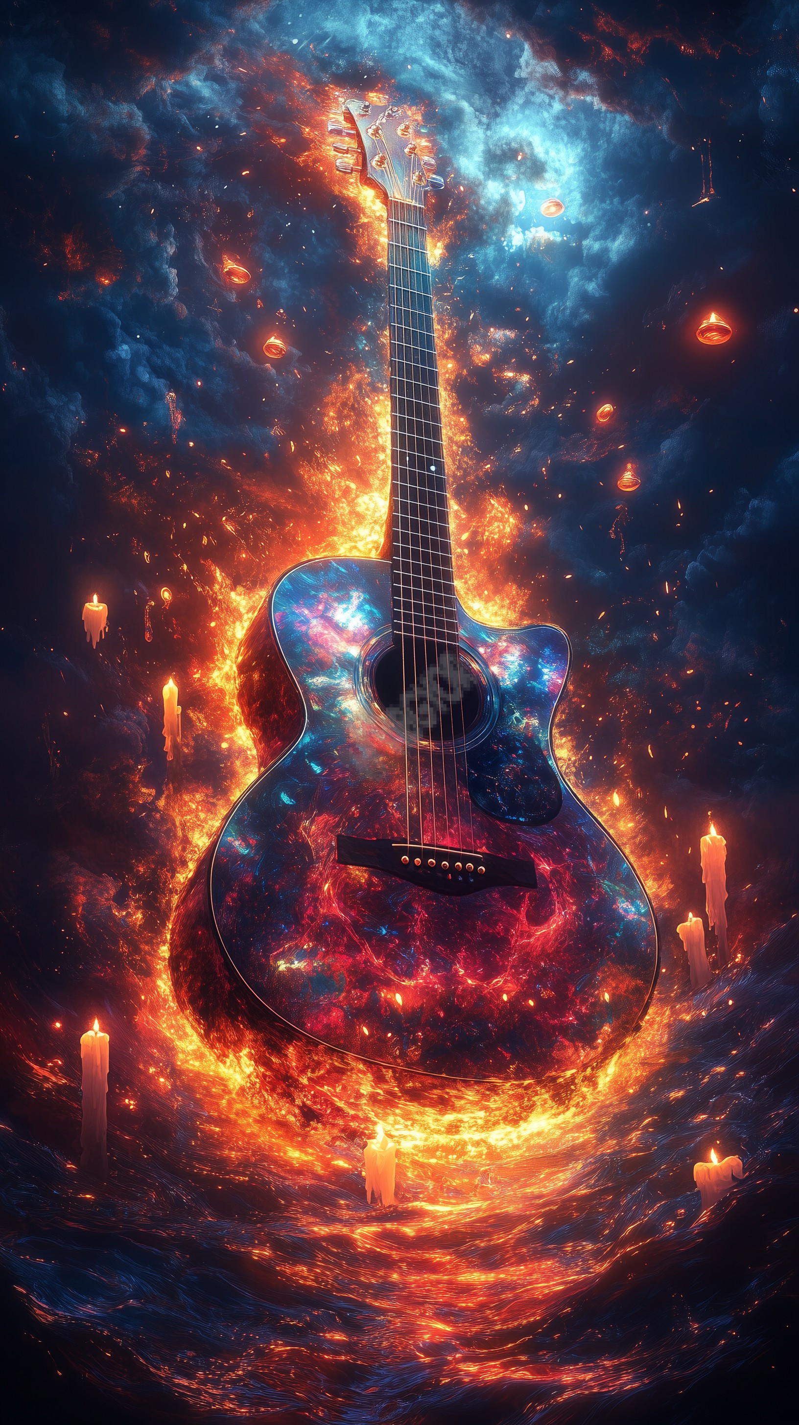 A psychedelic acoustic guitar
