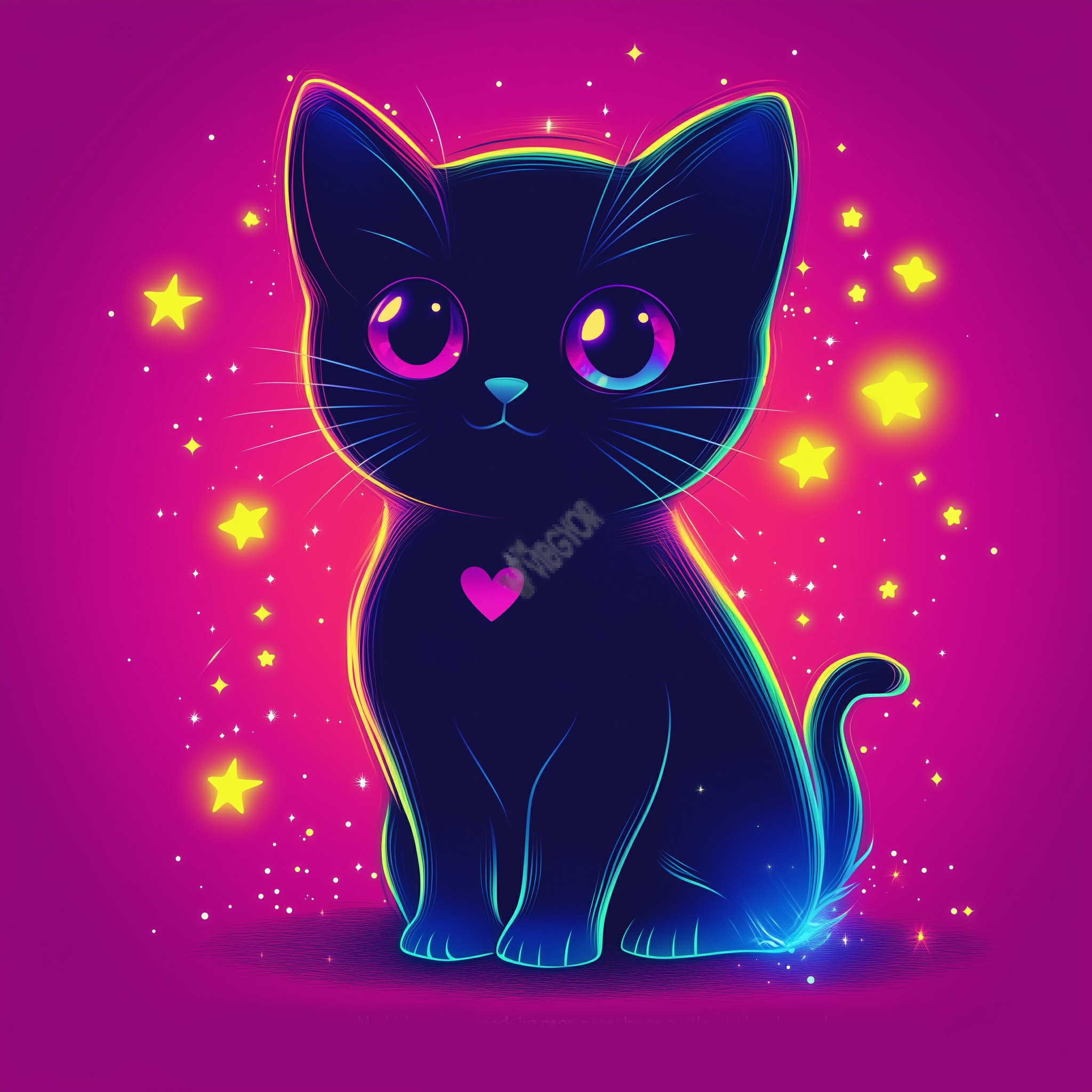 neon style kitten