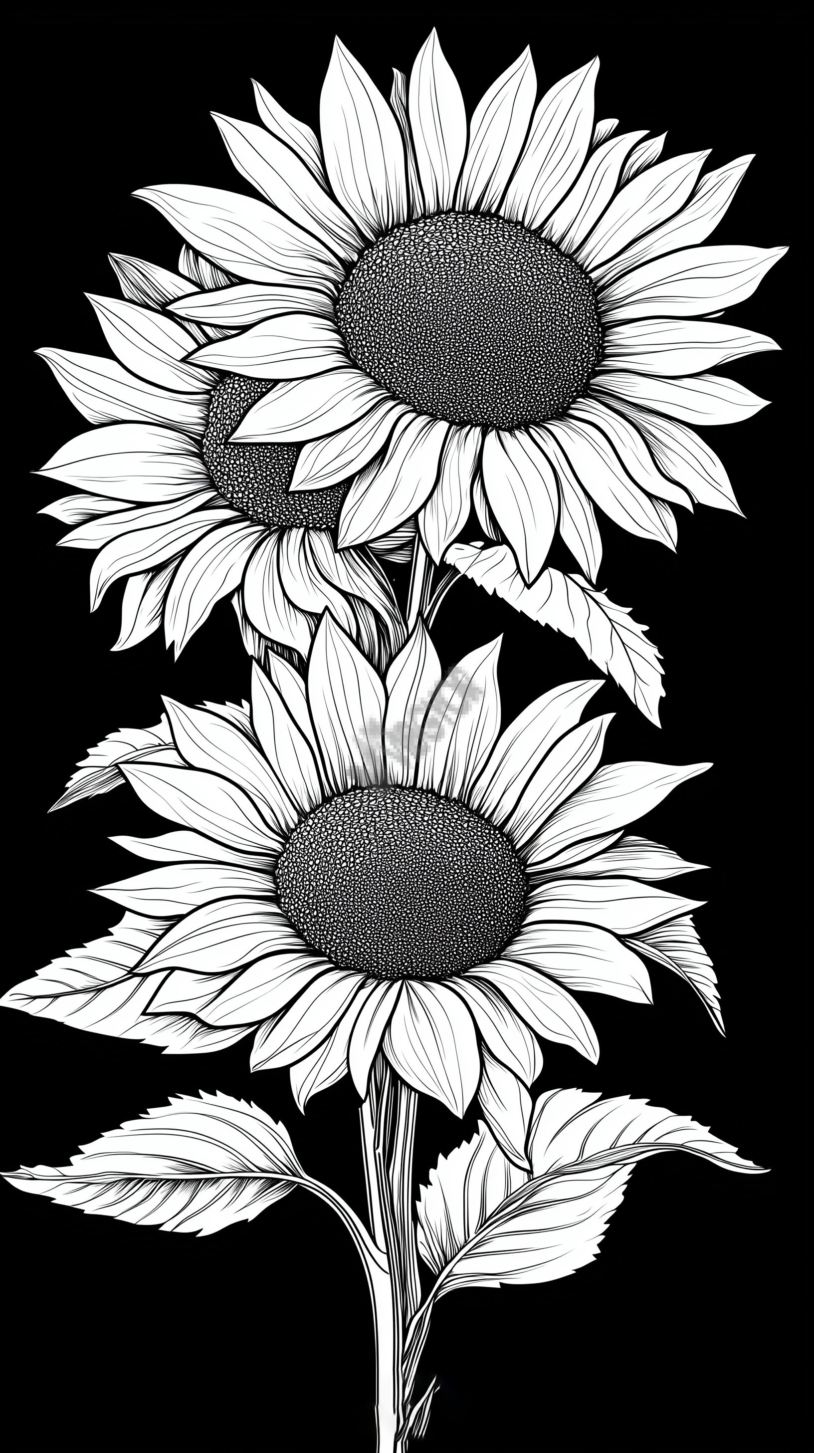 sunflowers b&w