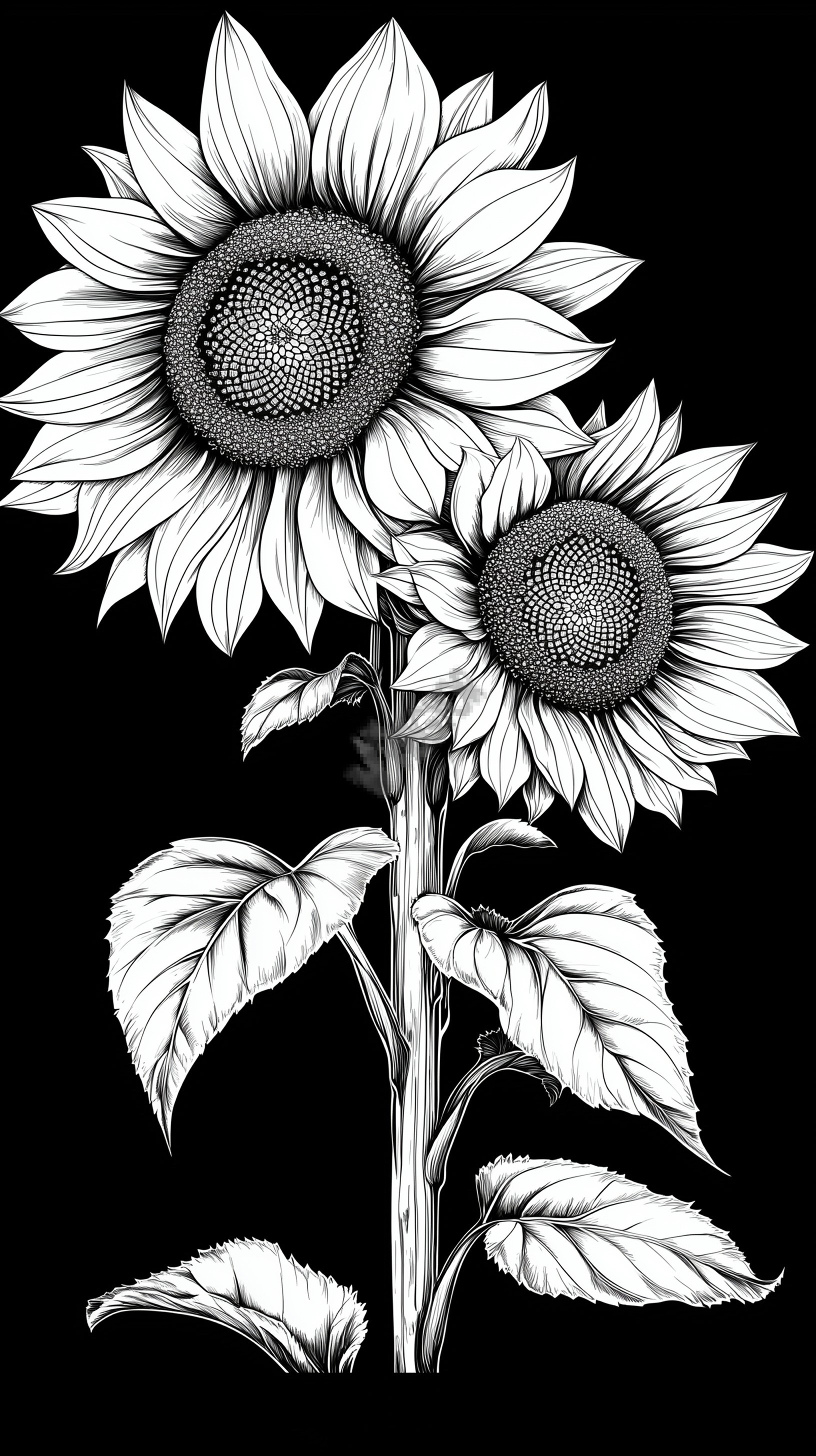 sunflowers b&w