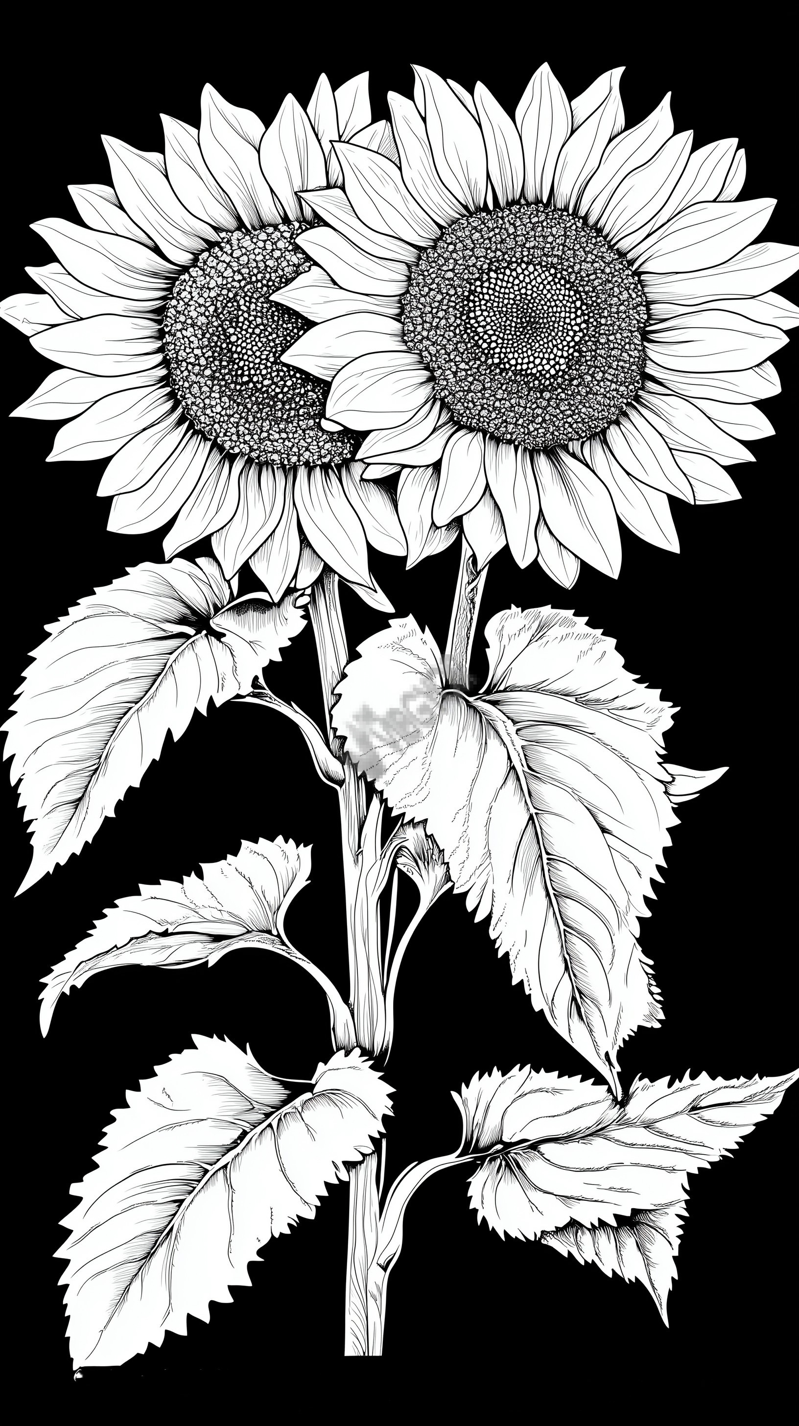sunflowers b&w