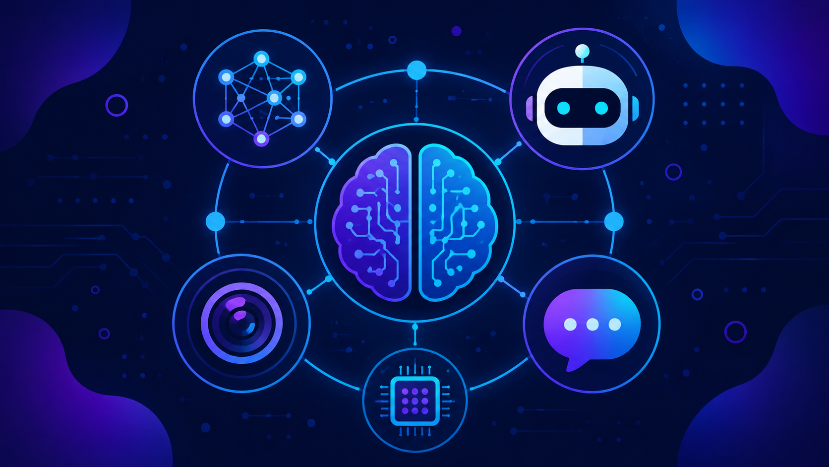 Infographic showing different types of Artificial Intelligence including Narrow AI, General AI, Machine Learning, and Deep Learning
