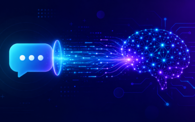 Illustration explaining how ChatGPT works using AI language model and neural networks